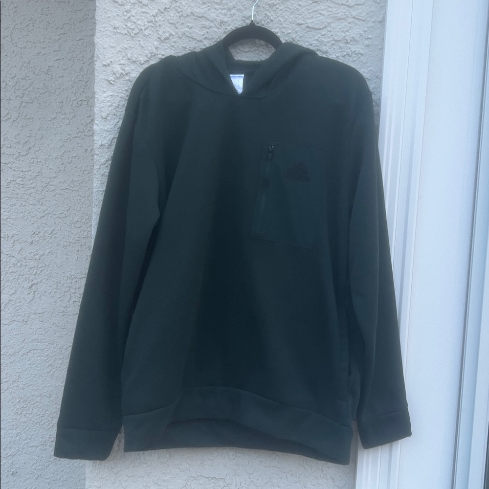 Adidas Men's Dark Green Hoodie Sweatshirt w Zipper Pocket Size L - Picture 1 of 7